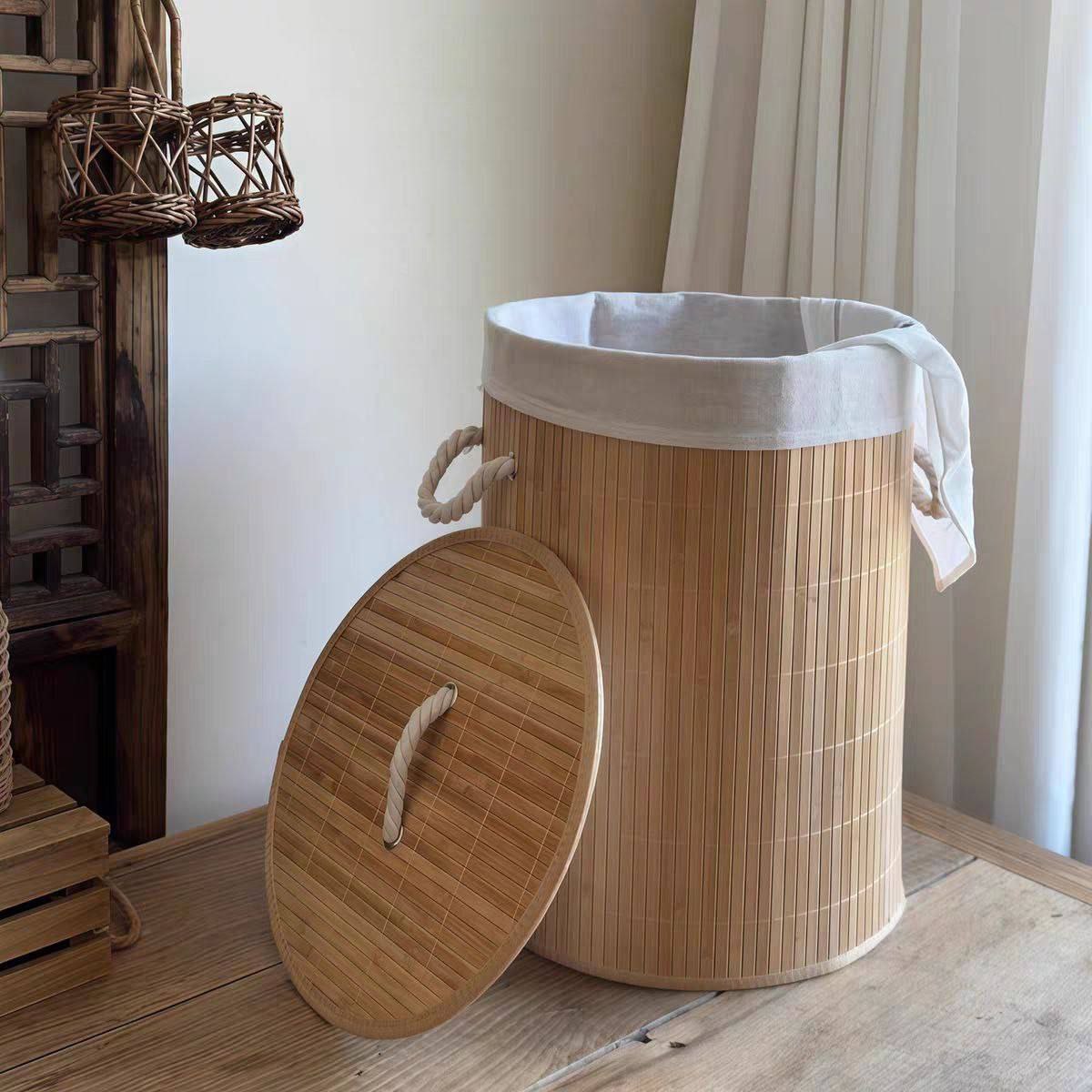 Panier à linge en bambou naturel
